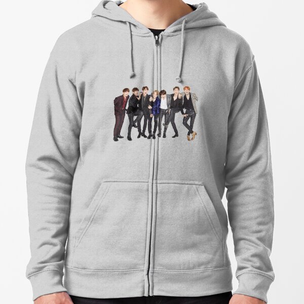 BTS Sudadera con capucha y cremallera