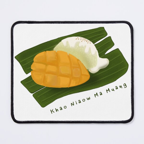 Item preview, Mango sticky rice on banana leaf in Thai, khao niew mamuang designed and sold by PearlEleven.