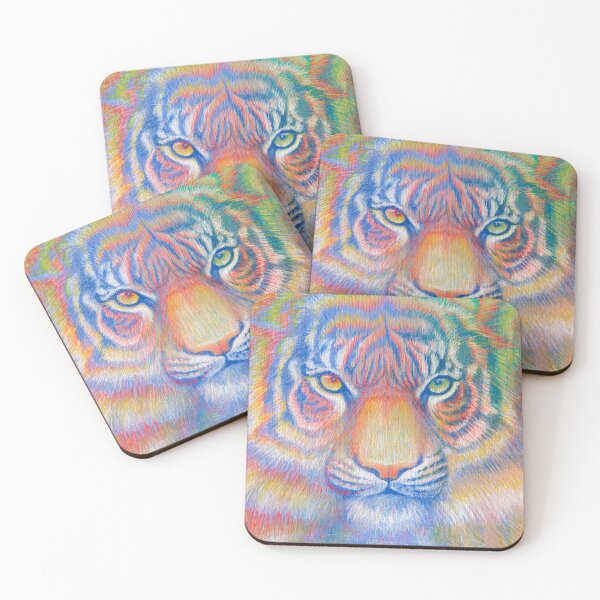 Item preview, Tigress - trippy colourshift tiger painting heterochromia eyes designed and sold by Ruth Cadioli.