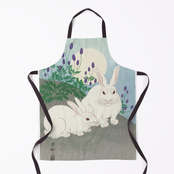 Item preview, TWO WHITE RABBITS AT FULL MOON. OHARA KOSON (1920-1930) designed and sold by metaweb.