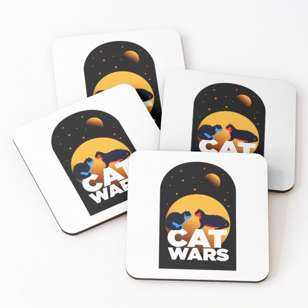 Item preview, Cat Wars Funny Fighting Cats at night vector art  designed and sold by Raju-Creative.