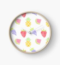 Watercolor Fruit Pattern Clock