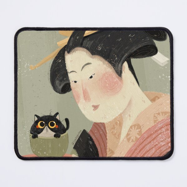 Item preview, Japanese Classic Painting Woman with cat Kabuki UkiyoE designed and sold by lisasaputra.