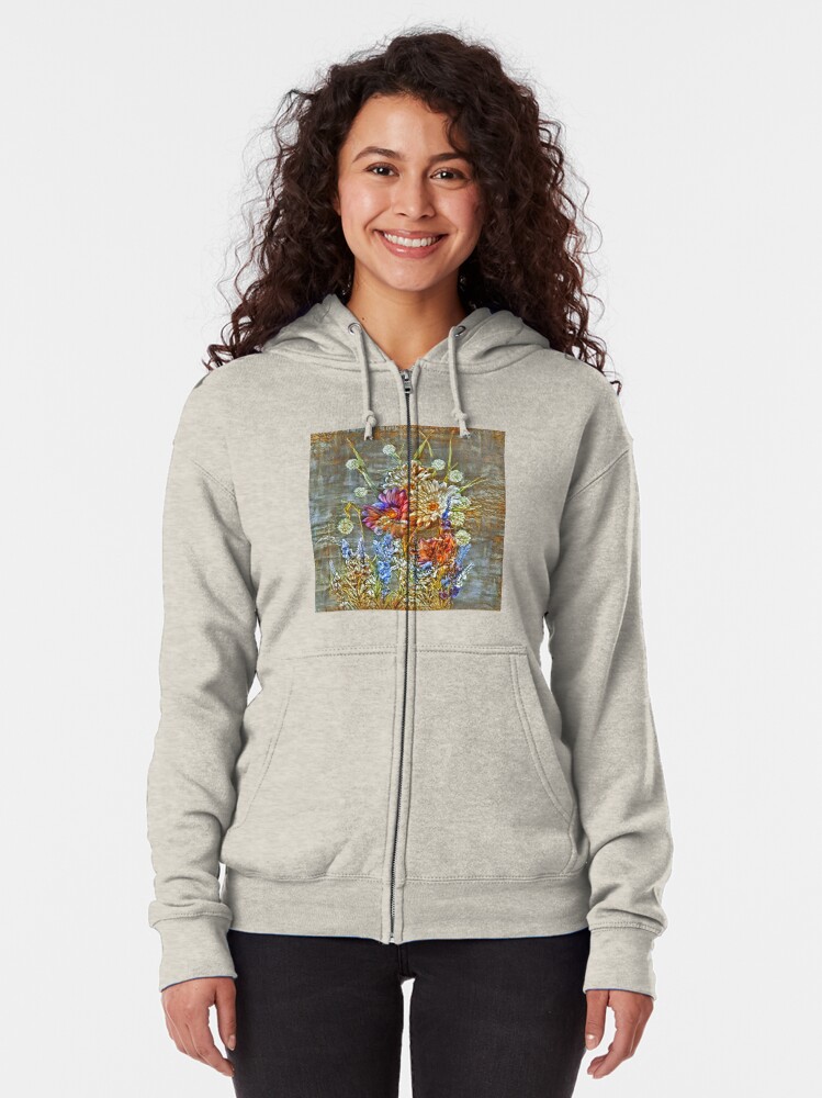 Alternate view of Flowers Zipped Hoodie