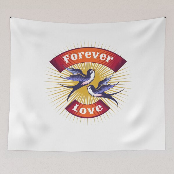 Item preview, Two Swallows and Banner with wordings Forever Love designed and sold by devaleta.