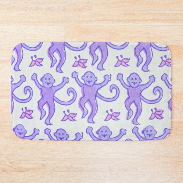 Purple Preppy Monkeys Bath Mat