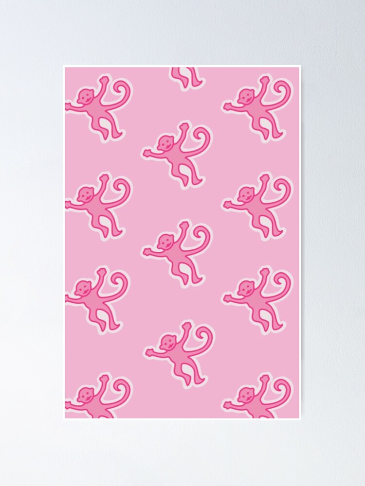 Pink Preppy Monkeys Poster for Sale by preppy-designzz