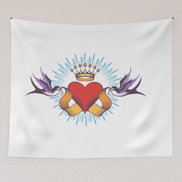 Item preview, Heart with Ribbon and Swallows Tattoo isolated on white designed and sold by devaleta.