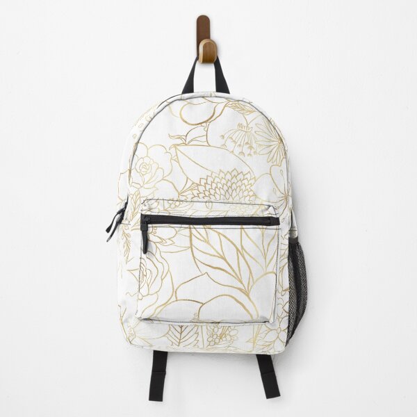 Item preview, Modern Gold White Floral Doodles line art designed and sold by InovArtS.