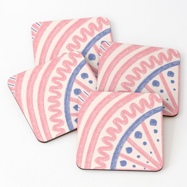 Item preview, Waves and spots in strawberry blush pink and soft cobalt blue designed and sold by FrancesPoff.