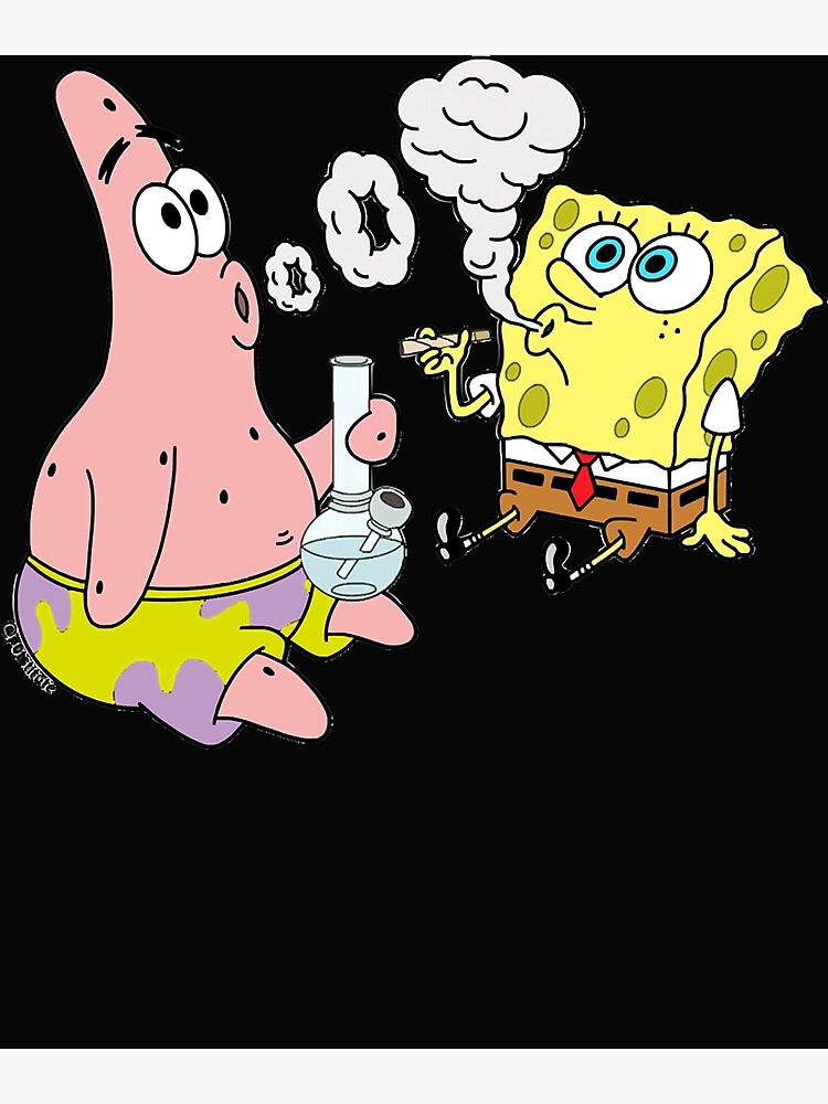 "Spongebob and Patrick Smoking Weed Cannabis Cartoon Art Classic " Art