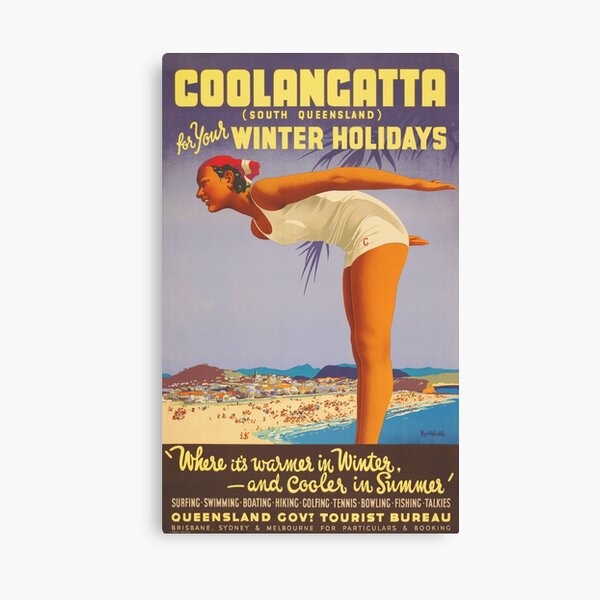 COOLANGATTA for your Winter Holidays Vintage AUSTRALIA Travel Poster Canvas Print