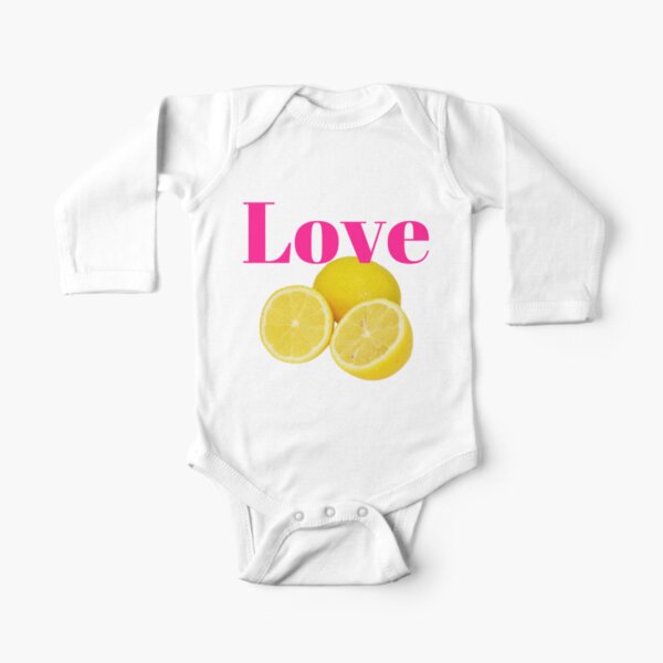 Love, lemons, fun, funky, retro Long Sleeve Baby One-Piece