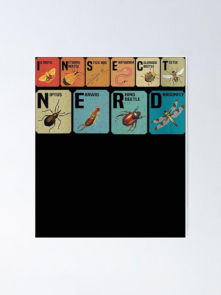 Póster «Camiseta con cuello en V para mujer Insect Nerd Vintage Chart ...