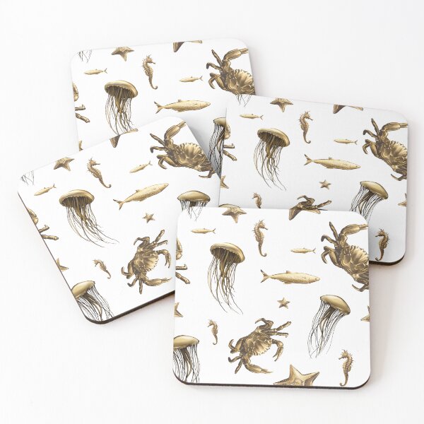 Item preview, Golden sea life pattern designed and sold by ldinka.