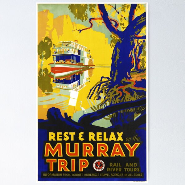 Item preview, Rest & Relax on the MURRAY TRIP Rail and River Tours AUSTRALIA Old Travel Poster designed and sold by retroposters.