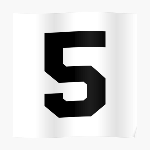 Varsity Font Number 5 Black Large Poster