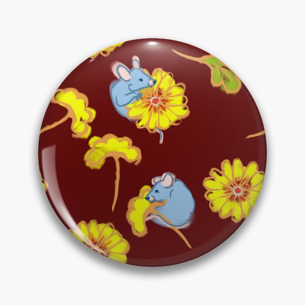 Item preview, Mouse and flower pattern with red background designed and sold by Mary Jane Lange.