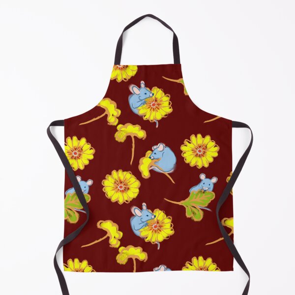 Item preview, Mouse and flower pattern with red background designed and sold by Mary Jane Lange.