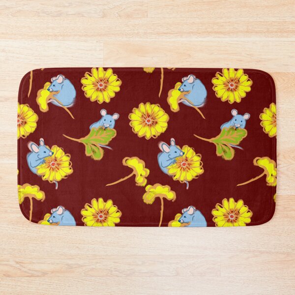 Item preview, Mouse and flower pattern with red background designed and sold by Mary Jane Lange.