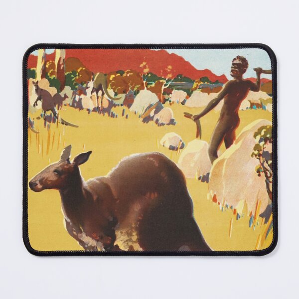 Item preview, AUSTRALIA Outback Hunting Kangaroos Vintage Tourism Travel Promotional Art Poster designed and sold by retroposters.