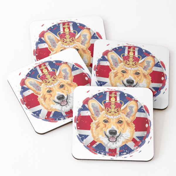 Item preview, Platinum Jubilee Corgi Wearing a Crown Round Union Jack Flag Gift designed and sold by TheDerwentPress.