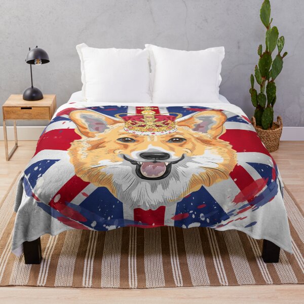 Item preview, Platinum Jubilee Corgi Wearing a Crown Round Union Jack Flag Gift designed and sold by TheDerwentPress.