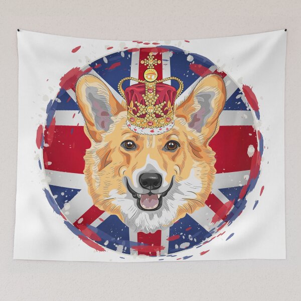 Item preview, Platinum Jubilee Corgi Wearing a Crown Round Union Jack Flag Gift designed and sold by TheDerwentPress.