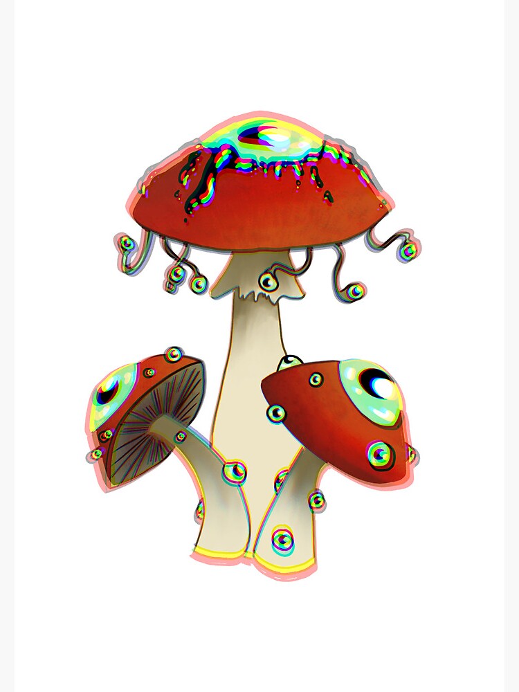 Dreamcore mushrooms with eyes. Glitchy green red and white | Journal