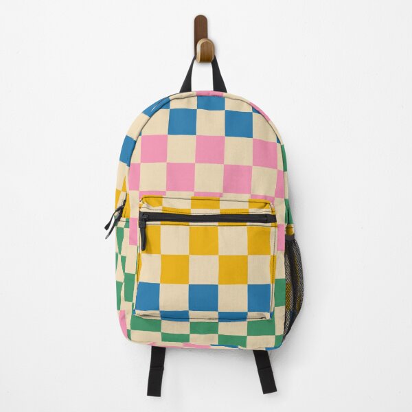 Item preview, Retro Check Stripe 4 Pattern in Rainbow Pop Yellow Blue Pink Green Beige designed and sold by kierkegaard.