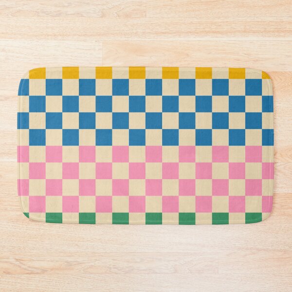 Item preview, Retro Check Stripe 4 Pattern in Rainbow Pop Yellow Blue Pink Green Beige designed and sold by kierkegaard.