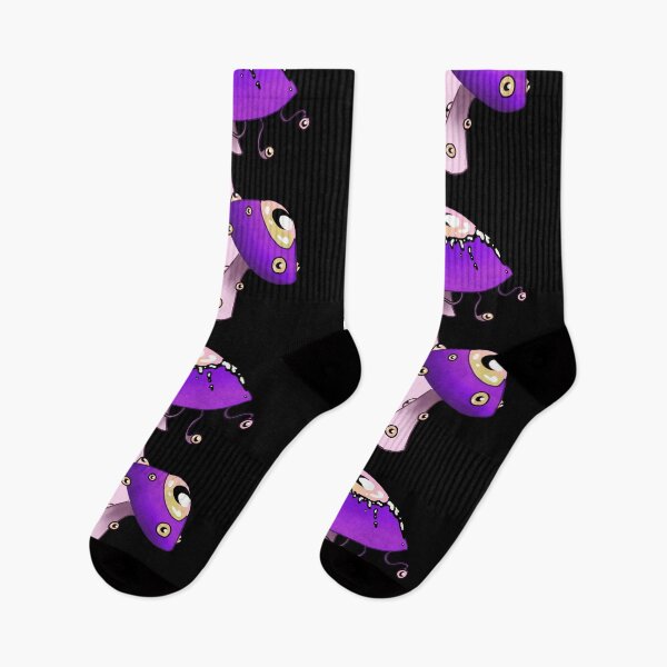 Item preview, Dreamcore mushrooms with eyes. Dreamy purple and black designed and sold by TheDoodlemancer.