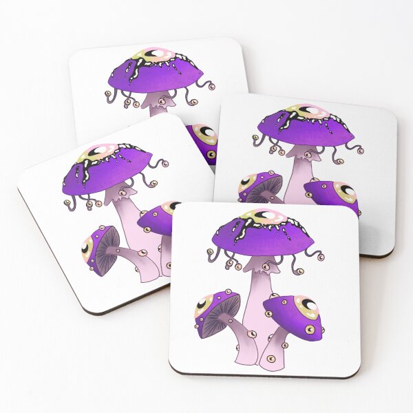Item preview, Dreamcore mushrooms with eyes. Dreamy purple and white designed and sold by TheDoodlemancer.