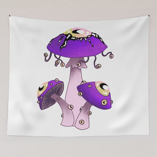 Item preview, Dreamcore mushrooms with eyes. Dreamy purple and white designed and sold by TheDoodlemancer.