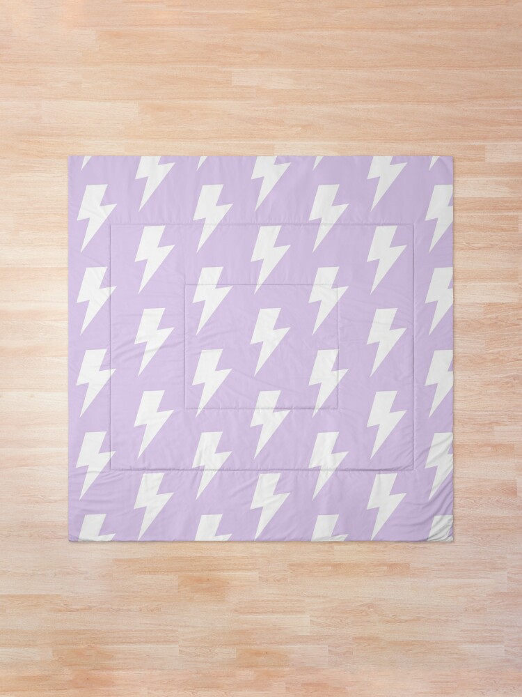 Alternate view of White Lightning Bolt on Lilac Purple Comforter