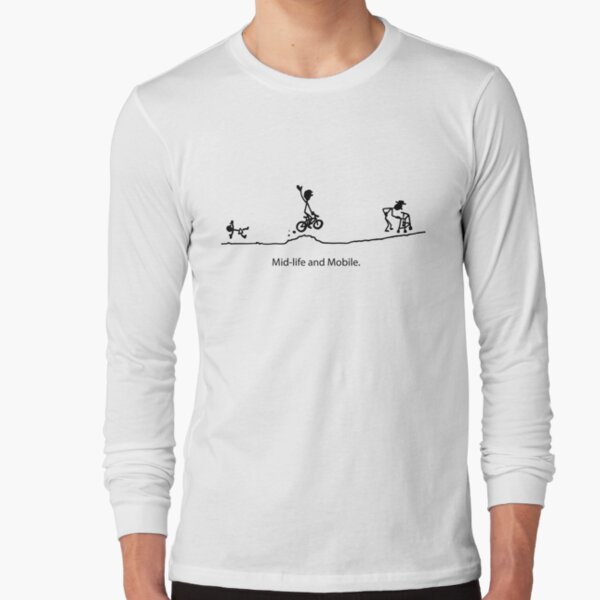 Mid Life And Mobile - Cycling Cartoon Long Sleeve T-Shirt