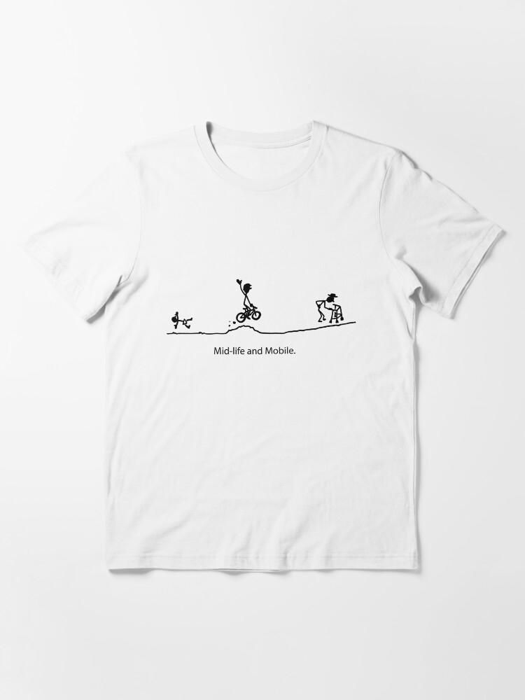 Alternate view of Mid Life And Mobile - Cycling Cartoon Essential T-Shirt