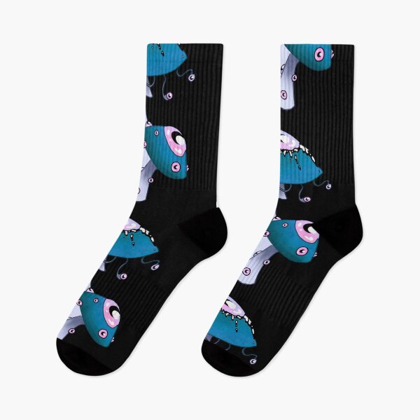 Item preview, Dreamcore mushrooms with eyes. Dreamy turquoise and black designed and sold by TheDoodlemancer.
