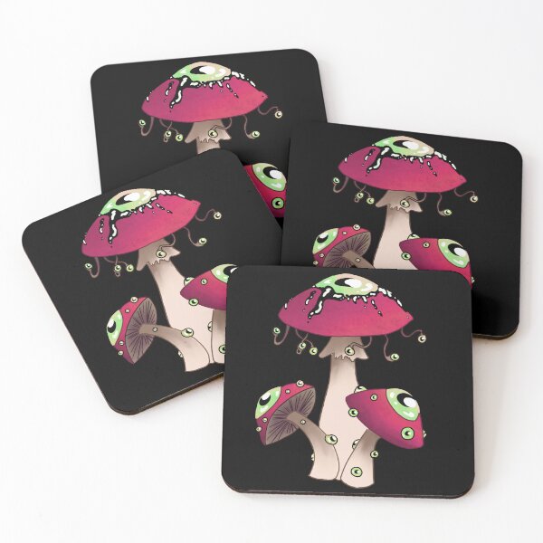 Item preview, Dreamcore mushrooms with eyes. Dreamy pink and black designed and sold by TheDoodlemancer.