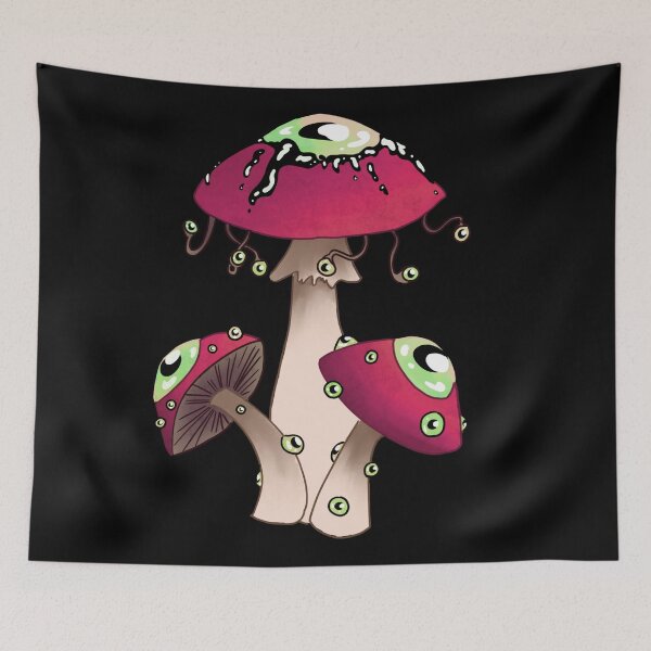 Item preview, Dreamcore mushrooms with eyes. Dreamy pink and black designed and sold by TheDoodlemancer.