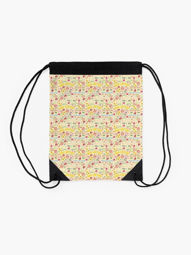 Alternate view of Best Life Ever Yellow Spring Drawstring Bag
