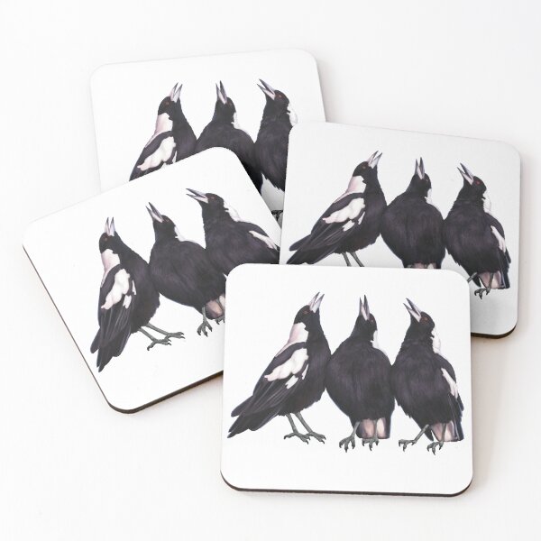 Item preview, Trio of warbling magpies. Australian theme decor, original artwork. Unique gift. designed and sold by PlumpPlumStudio.