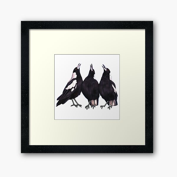 Item preview, Trio of warbling magpies. Australian theme decor, original artwork. Unique gift. designed and sold by PlumpPlumStudio.
