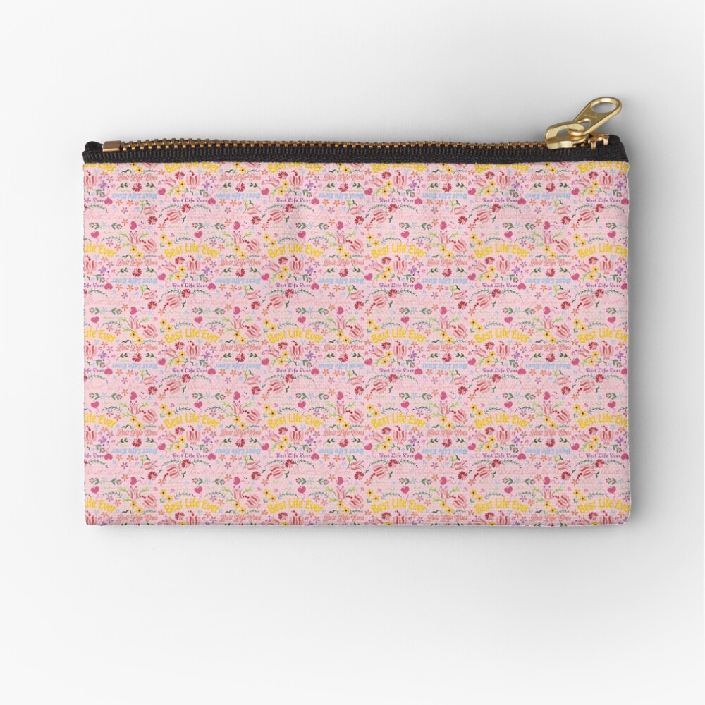 Best Life Ever Spring Pink Zipper Pouch
