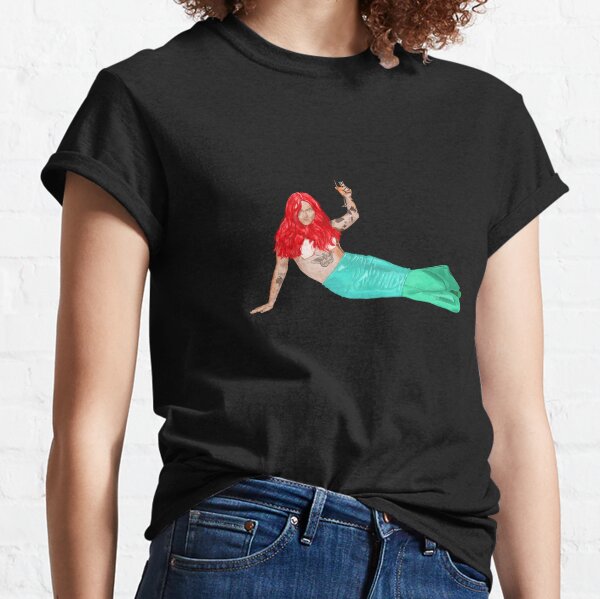  Disney The Little Mermaid Ariel Shell Logo Portrait V-Neck  T-Shirt : Clothing, Shoes & Jewelry