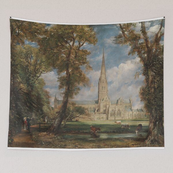 Item preview, Painting of an Abbey with cattle vintage John Constable art designed and sold by Vintage Designs +.