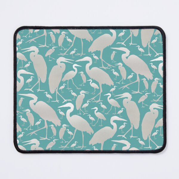 Item preview, Blue Heron Silver on Soft Aqua Half-drop Repeat 5748 designed and sold by Art in My Loft.