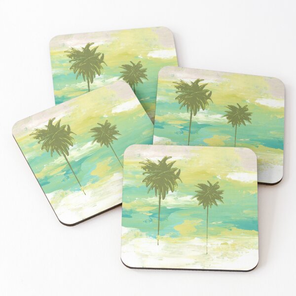 Item preview, Tropical Abstract Sky, Blue Turquoise and Green with Palm Trees  designed and sold by DeniseRichesArt.