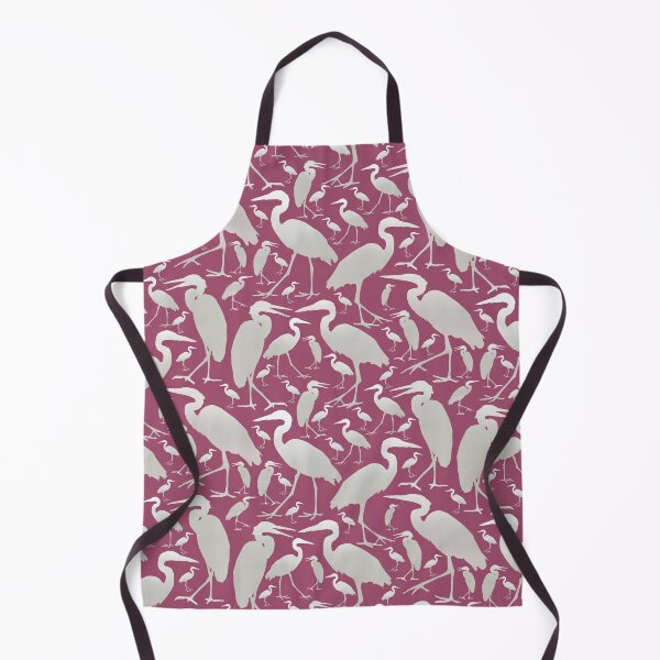 Item preview, Blue Heron Silver on Plum Half-drop Repeat 5748 designed and sold by Art in My Loft.