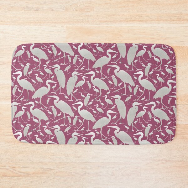 Item preview, Blue Heron Silver on Plum Half-drop Repeat 5748 designed and sold by Art in My Loft.
